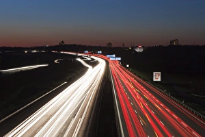 Stuttgart Prints: Rush hour on the A8 Autobahn, Stuttgart, Baden Wurttemberg, Germany, Europe