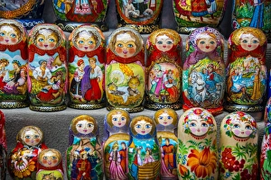 Childhood Prints: Russian dolls for sale as souvenirs in Kiev (Kyiv), Ukraine, Europe
