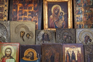 Religious Icon Prints: Russian icon paintings for sale, St. Petersburg, Russia, Europe