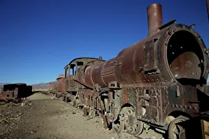 Bolivia Prints: Rusting locomotive at train graveyard, Uyuni, Bolivia, South America