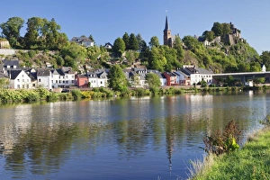 Saarburg with castle ruin and Saar River, Rhineland-Palatinate, Germany, Europe
