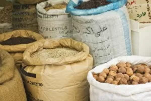 Back Ground Collection: Sacks of nuts and lentils in the Spice Souk