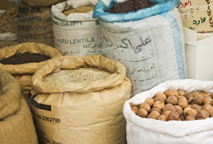 Retail Prints: Sacks of nuts and lentils in the Spice Souk