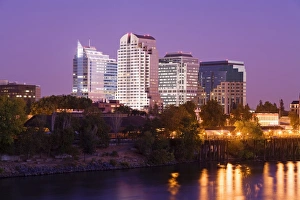Sacramento River and skyline, Sacramento, California, United States of America