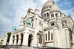 Day Trip Prints: Sacre-Coeur Basilica on Montmartre hill, Paris, France, Europe