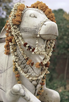 Bull Prints: Sacred bull statue and garlands