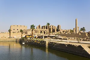 Obelisk Prints: Sacred Lake, Karnak Temple Complex, UNESCO World Heritage Site, Luxor, Thebes, Egypt
