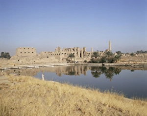 Sacred Lake Prints: Sacred lake, Temple of Karnak, Thebes, UNESCO World Heritage Site, Egypt