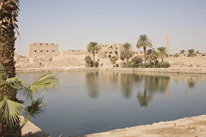 Karnak Prints: Sacred Lake, Temples of Karnak, Karnak, near Luxor, Thebes, UNESCO World Heritage Site