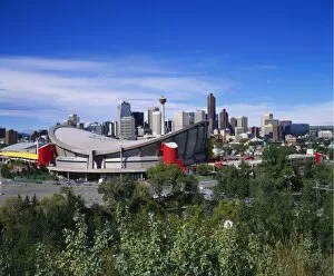 Saddledome and Skyline of Calgary, Alberta, Canada