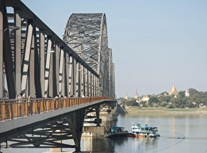 Mandalay Prints: Sagaing Bridge, Mandalay, Mandalay Region, Myanmar (Burma), Asia