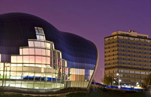 The Sage Gateshead at night, Newcastle-upon-Tyne, Tyne and Wear, England
