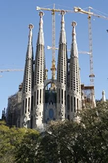 Images Dated 30th January 2010: Sagrada Familia towers and spires, UNESCO World Heritage Site, Barcelona