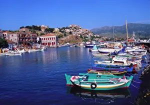 Greek Culture Gallery: Sailboats Moored at Molyvos Harbour, Lesvos, Greece
