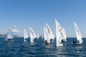 Sailboats Prints: Sailboats participating in Regatta, Ibiza, Balearic Islands, Spain, Mediterranean, Europe