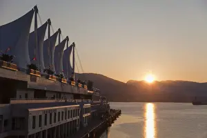 Canada Place Prints: The Saild of Canada Place at sunrise, Downtown Vancouver waterfront, Vancouver