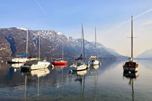 Lake Como Prints: Sailing boats in the harbour at Borgo di Pescallo in Bellagio, Lake Como, Lombardy