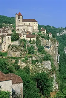 Relax Prints: Saint-Cirq-Lapopie stands on a cliff overlooking the Lot River in Midi-Pyrenees