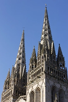 Quimper Prints: Saint-Corentin cathedral spires, Quimper, Finistere, Brittany, France, Europe
