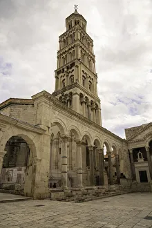 Romanesque Prints: Saint Domnius Bell Tower in old historic downtown, UNESCO World Heritage Site, Split