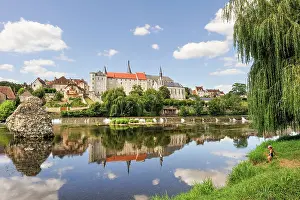 Centre Prints: Saint-Gaultier city on the Creuse river bank