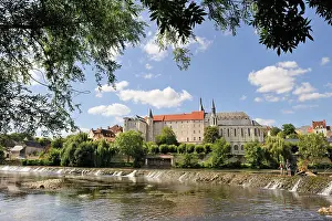 Centre Prints: Saint-Gaultier city on the Creuse river bank