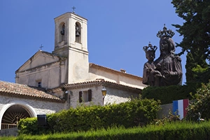 Religious Figure Prints: Saint Hospice chapel with statue of Madonna and Child