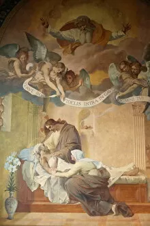 Images Dated 25th September 2009: Saint Josephs death by Henri Pinta painted in 1915, Saint-Francois-Xavier church