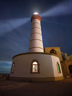 Towers Prints: Saint-Mathieu Lighthouse by night, Finistere, Brittany, France, Europe