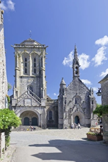 Saint Ronan church and Chapelle de Penity at Grand Place, Locronan, Finistere, Brittany, France, Europe