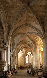 Dinan Prints: Saint Sauveur Basilica interior, Dinan, Brittany, France, Europe