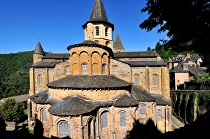Stereotypically French Prints: Sainte-Foy de Conques abbey church, Conques, Aveyron, Midi-Pyrenees, France, Europe