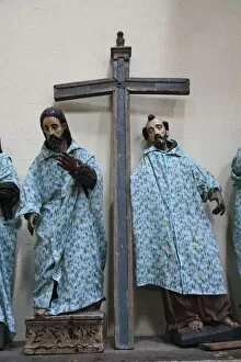 Images Dated 27th November 2007: Saints dressed in handmade clothes in church, Santiago Atitlan, Lake Atitlan