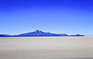 Mineral Prints: Salar de Uyuni salt flats and the Andes mountains in the distance, Bolivia, South America