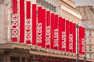 Sale Prints: Sale sign banners in central Paris, France, Europe