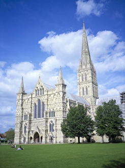 Local Famous Place Prints: Salisbury cathedral from the southwest, Salisbury, Wiltshire, England, United Kingdom