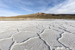 The salt flats near Coqueza, a small town near the Thunupa Volcano, Salar de Uyuni
