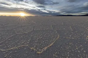 The salt flats near Coqueza, a small town near the Thunupa Volcano, Salar de Uyuni