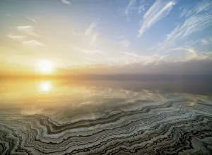 Jordan Prints: Salt formations on the shore of the Dead Sea at sunset, Karak Governorate, Jordan