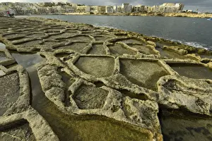 Salt Mineral Prints: Salt pans in Marsaskala, Malta, Mediterranean, Europe