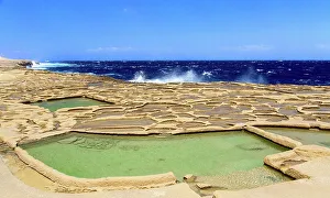 Gozo Prints: Salt pans at Xwejni, near Zebbug, Gozo, Malta, Mediterranean, Europe