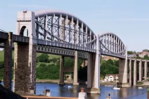 Cornwall Gallery: Saltash railway bridge over River Tamar, built by Brunel, Cornwall, England