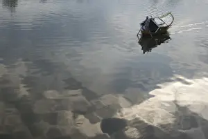 Sarawak Prints: Sampan ferry on the Sarawak River in the centre of Kuching city in Sarawak