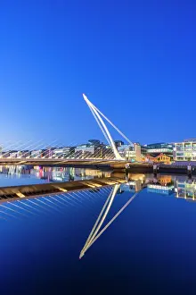 Pedestrian Prints: Samuel Beckett Bridge at Dawn, Dublin, Republic of Ireland, Europe