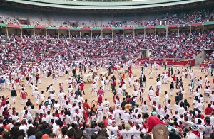 San Fermin festival, Plaza de Toros, Pamplona, Navarra, Spain, Europe
