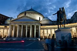 Images Dated 25th September 2008: San Francesco di Paola and Piazza del Plebiscito, Naples, Campania, Italy, Europe