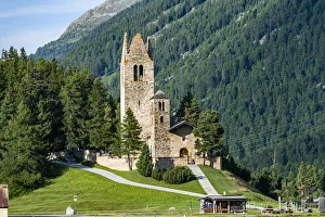 Engadine Prints: San Gian church, Engadine, Graubunden, Switzerland, Europe