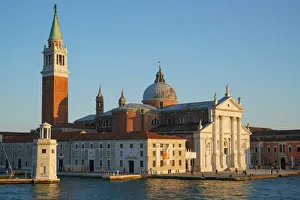 Places Of Worship Prints: San Giorgio Basilica and island seen from the ferry, Venice Lagoon, Venice, UNESCO