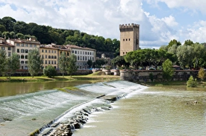 Firenze Prints: San Niccola Weir (Pescaia San Niccola), Florence (Firenze), UNESCO World Heritage Site