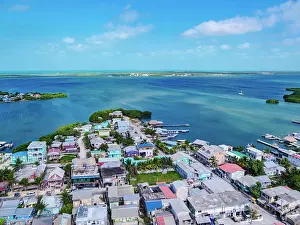 Belize Prints: San Pedro Town, Ambergris Caye, aerial view, Belize District, Belize